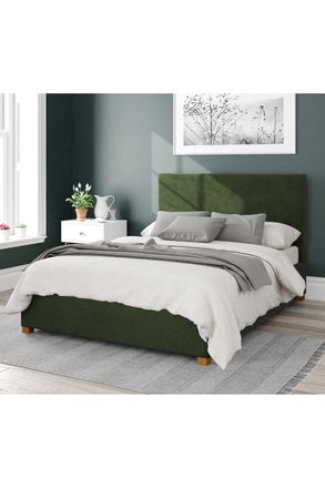 Aspire Home Accents Garland Upholstered Ottoman Storage Bed, Plush Velvet Fabric in Dark Olive | Size: Single