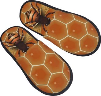 Generic Home Slipper Bees And Hive Warm Slipper Classic Fluffy Slippers Unisex Scuff Slippers For Party Hotel Travel L