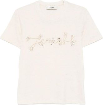 Fendi sequin-embellished T-shirt - Neutrals