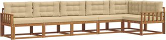 vidaXL Conjunto De Sof&aacute;s De Exterior 6 Uds. Natural Y Beige Vidaxl