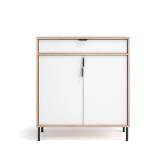 HERDASA Zapatero en melamina roble claro puertas blancas 89x80x29 cm