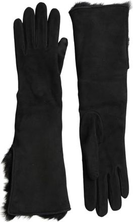 Dolce & Gabbana Leren Bont Handschoenen met Kasjmier Voering - Heren - Handschoenen - Zwart - ONE Size - Kasjmier - Accessoires