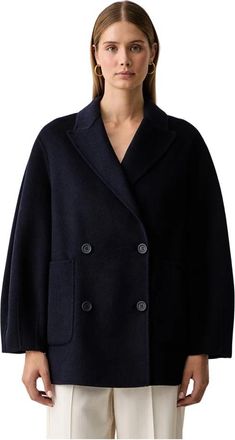 Twinset Double-Breasted Peacoat - Dames - Mantel - Blauw - S - Wol - Jassen