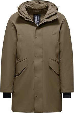 Bomboogie Lange Parka met Dubbele Capuchon - Heren - Mantels - Bruin - Maat: 3XL Nylon