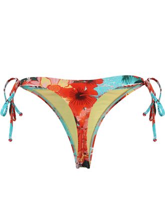 Relleciga Womens Swimming Thong Bikini Bottom, Blue Floral, XS