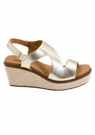 Corkys Footwear Womens Steppin Out Wedge Sandal In Gold