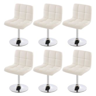 Hhg [nunca Usado] Lote De 6 Sillas De Comedor Silla Giratoria Silla Kavala Polipiel Cromo, Blanco