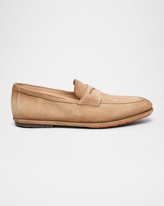 Santoni Men & apos;s Carlo Burnished Suede Driving Shoes