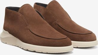 Corneliani Taupe suede slip-on loafers