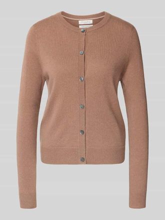 Christian Berg Strickjacke aus Kaschmir mit Rundhalsausschnitt in Hazel, Größe XXL