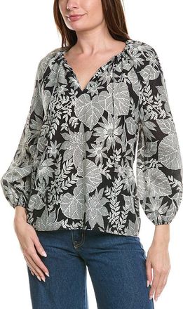 Brooks Brothers Balloon Sleeve Linen-Blend Blouse