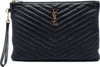 Saint Laurent Pre-owned Saint Laurent Chevron Calfskin Monogram Zip A4 Pouch Ladies TWK0IWQ2DNY2XZ3Q
