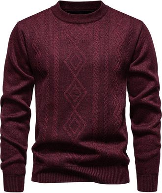 Generic Polos Neck Jumpers for Men Cotton Long Sleeve Roll Neck Knitwear Thermal Sports Fleece Pullover Textured Cable Knit Jumper