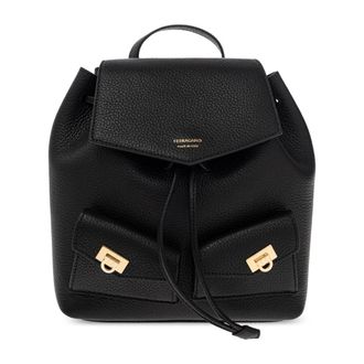 Ferragamo Backpacks, female, Black, Size: ONE SIZE Leather backpack