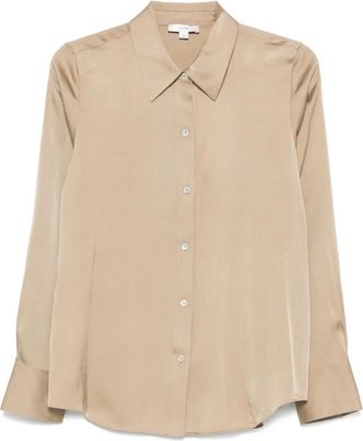 Vince Camicia in misto seta - Marrone