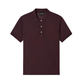 Emporio Armani Polo Shirts, male, Purple, Size: XL Ribbed Polo Shirt