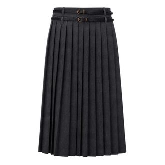 Liu Jo Rokken, Dames, Grijs, XS, Leer, Pliss&eacute; Midi Rok