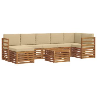 vidaXL Conjunto De Sof&aacute;s De Exterior Con Coj&iacute;n 8 Pcs Natural Y Beige Vidaxl