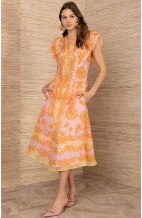 Hale Bob Caitriona Linen Organza Top in Pink at Nordstrom, Size X-Small