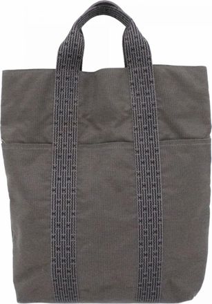 Herm&egrave;s Gray Canvas Tote Bag (Pre-Owned)