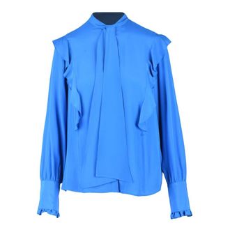 Dondup Overhemden, Dames, Blauw, XS, Zijden Blend Shirt