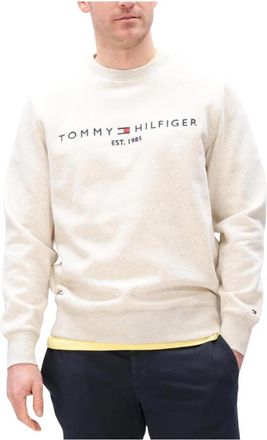 Tommy Hilfiger Logo Sweatshirt - Heren - Sweatshirts - Beige - 2XL - Katoen - Hoodies & sweatvesten