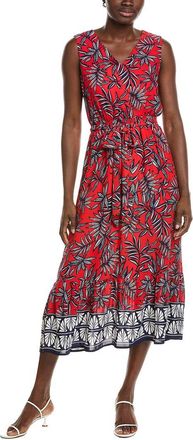 Jones New York V-Neck Sleeveless Smocked Waist Midi Dress