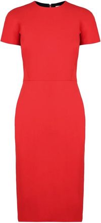 Victoria Beckham Elegante Sheath Jurk met Achterrits - Dames - Casual kleedjes - Rood - XS - Wol - Kleedjes