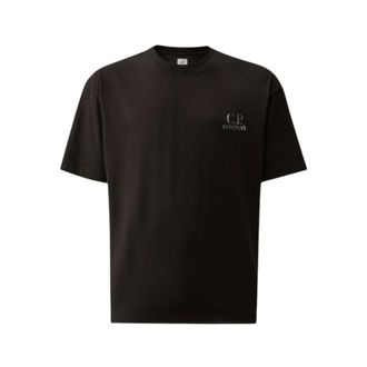 C.P. Company T-Shirts, male, Blue, Size: 2XL 30/1 Jersey Comfort Logo T-Shirt