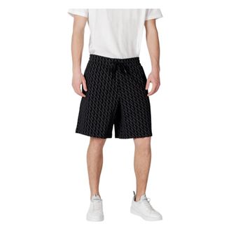 A|X Armani Exchange Casual Shorts, male, Black, Size: 2XL Black Print Cotton Lace Shorts