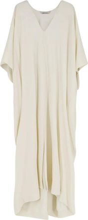 Alberta Ferretti Kleedjes, Dames, Wit, S, Maxi jurk met V-hals