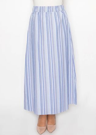 YAL New York Soft Blue Stripe Maxi Skirt