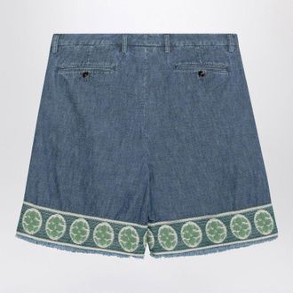 Valentino Mens Blue Bermuda Short With Jacquard Bottom Cotton - Size EU 50 (Mens)
