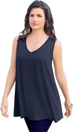 Roaman's Plus Size Cotton Ultimate Swing Tank Top in Navy at Nordstrom, Size 36