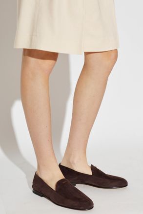 Tod's Loafers Suede Shoes, Womens, Brown