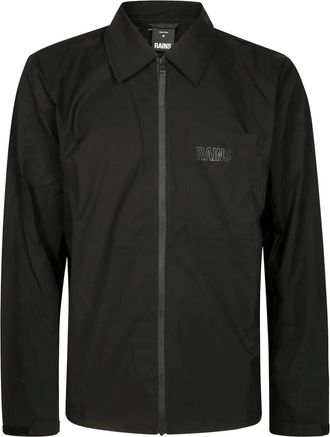 Rains Shirtjack met logodetail - Zwart