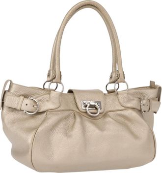 Ferragamo Gancini Leather Gold Leather Handbag (Pre-Owned)