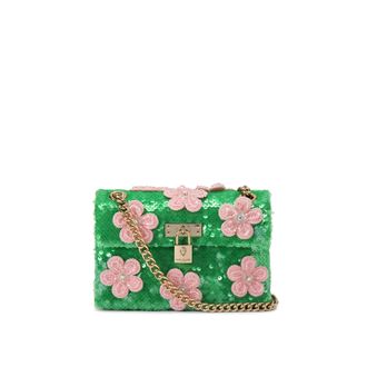 Kurt Geiger Womens Mini Brixton Flowers Bag - Green Fabric - One Size