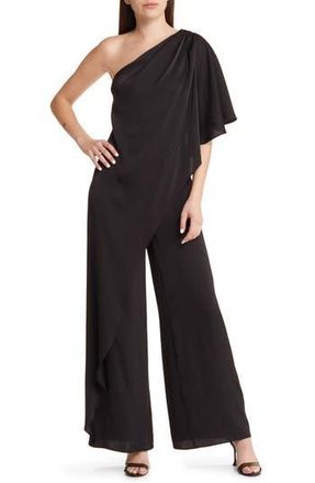 River Island One-Shoulder Jumpsuit in Black at Nordstrom Rack, Size 4