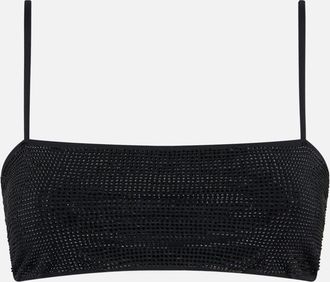 MC2 Saint Barth Woman Bandeau Black Top With Rhinestone