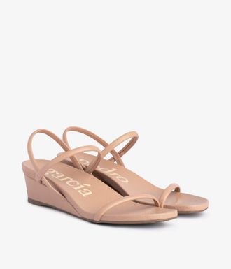 Pedro Garcia Strappy wedge sandal in camel leather| wikta | Spring Summer 26 | PEDRO GARCIA
