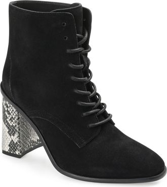 Journee Collection Womens Genuine Leather Edda Almond Toe Block Heel Combat Booties