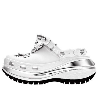 Crocs x MCM Mega Crush Clogs White Silver MEXDAMM08WT