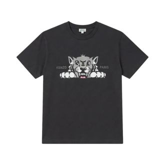 Kenzo Camiseta de algod&oacute;n bordada Happy Tiger - Tops - Mujer - Negro - M