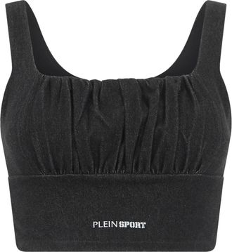 Plein Sport Top Denim Touch PS - Dames - Sportshirts - Zwart - M - Denim - Fitness