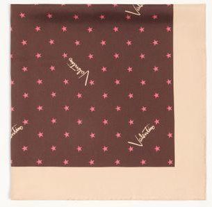 Valentino Garavani Stelline e Firma Starry silk scarf Woman CORAL/CHOCOLATE UNI