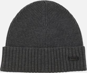 HUGO BOSS Mens Fati Beanie Hat in Virgin Wool - Grey - Size: ONE size