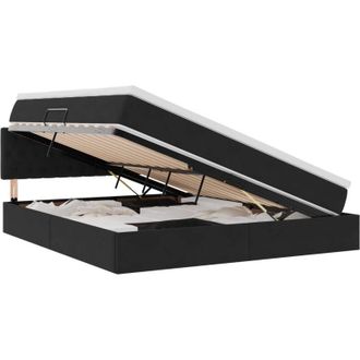 vidaXL Bed with Mattress with LED Black 160 x 200 cm Velvet vidaXL