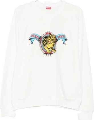 Kenzo Sweatshirt - Heren - Sweatshirts - Wit - XL - Nylon - Hoodies & sweatvesten