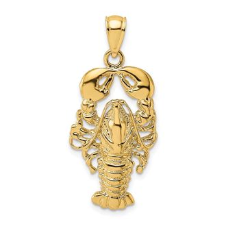 Diamond2Deal 14k Yellow Gold Textured Maine Lobster Charm
